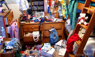 The mess in the bedroom
